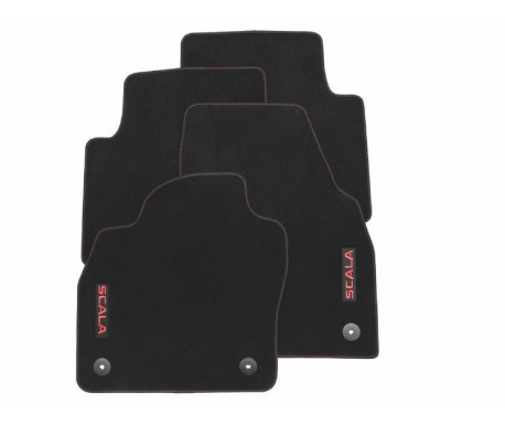 Jeu de tapis textile prestige détail rouge Skoda Scala