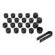 Jeu de 20 Caches ecrous (16 normaux + 4 antivol) Noir Satin