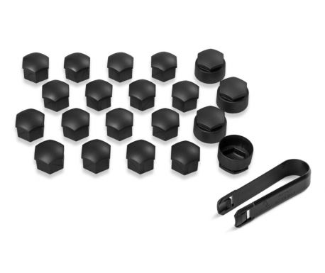 Jeu de 20 Caches ecrous (16 normaux + 4 antivol) Noir Satin